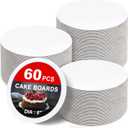60 Pack Cake Boards 8 inch Cardboard Cake Rounds White Cake Board Rounds, Cake Circles Rounds Base Food-Grade Cardboard Cake Plate for Christmas, Cakes, Bread, Desserts (Thin and strong)