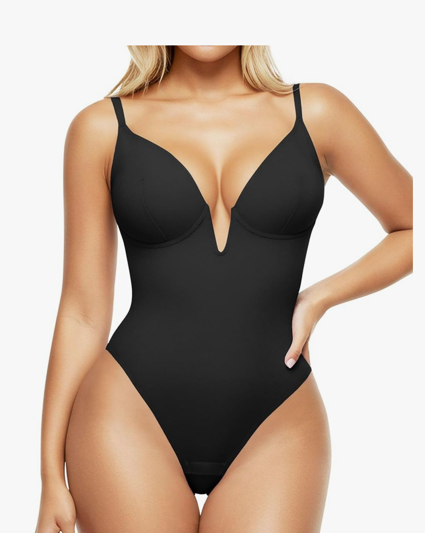 Popilush Shapewear Bodysuits for Women - Tummy Control Body Suits for Womens Deep V Corset Tops Thong Concert Outfits, Size XL