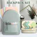 Cunno 28 Pcs Backpack Set Pencil Case Notebook Pen Insulated Cup File Folder Sticky Note Memo Pad Essentials Stationery Kit(Green)