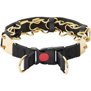 Chain Collar with Buckle Quick Release Adjustable Chrome Stainless Steel Dog Chain with Dog Tag Comfort No Pull Dog Collar(Gold, 24") (24"(for 20"-23.5" Neck))