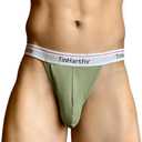 Men G-String T-Back Thongs Cotton Breathable Underpants Jock Strap for Male Athletic Supporters (Green, S)