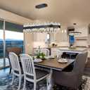 Modern Black Crystal Chandelier for Dining Room, Rectangle K9 Crystal Raindrop Chandelier Lights, Contemporary Ceiling Hanging Light Fixtures for Kitchen Island Dining Room, Length 35.4 inches