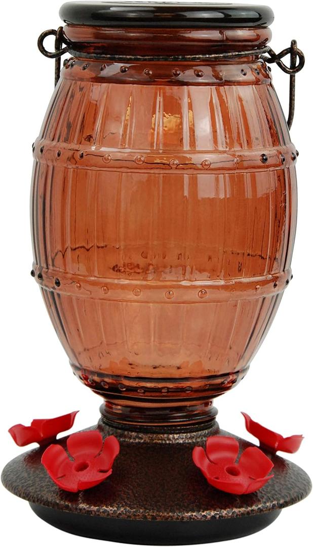 Perky-Pet 9106-2 Prohibition Top-Fill Glass Hummingbird Feeder Brown 36 oz Capacity