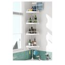Corner Shower Caddy Tension Pole: Rust Proof 4Tier Shampoo Storage Organizer for Inside Shower - Telescoping Rod Shower Rack for Bathroom and Bathtub - Restroom Floor Standing Bath Rack Holder