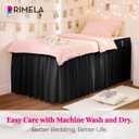 RIMELA Dorm Bed Skirt Twin XL 25 Inch Drop, Extra Long Wrap Around Elastic Bed Skirts Easy to Put On Twin Size Dust Ruffle, Black Bedskirt for Adjustable Bed Base Solid Silky Fabric Machine Washable