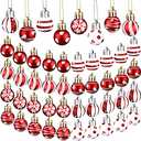 BBTO 40 Pcs Christmas Red and White Ball Ornaments Hanging Mini Glittering Balls Bulbs Balls Miniature Christmas Tree Ornaments for Xmas Tree Decor(0.98 Inches,Classic Style)