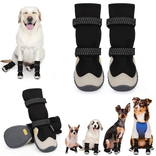 Dog Shoes for Small Dogs, Dog Snow Boots Winter, Dog Booties and Paw Protectors to Prevent Licking, Anti-Slip Dog Shoes with Reflective for Hot Pavement,Hardwood Floors, Hiking (Size 1)