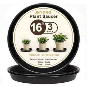 16inch 3 Pack Black Circular Plant Saucer Tray
