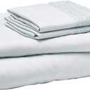 Modern Threads 4 Piece Microfiber Sheet Set Soft Cooling Bed Sheets with Crochet Lace Deep Pocket, Wrinkle Free, Breathable, Hotel Luxury Bedding, Pale Aqua, Queen
