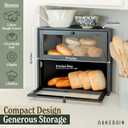 Corner Bread Box for Kitchen Countertop - New 2026 Airtight Design - Extra Large, Double Layer Black BreadBox, Vintage Storage for Homemade Bread, Under Cabinet Organizer