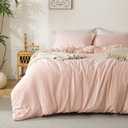 MILDLY Super Soft Duvet Cover - 100% Washed Microfiber Pink Comforter Cover Set 3 Pieces with Zipper Closure & Corner Ties (No Comforter) (Queen (90"x90"))