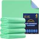 4 Pack 36” x 54” Extra Heavy Absorbency Washable Underpads, Waterproof Nursing Pads Incontinence Bed Pads, Reusable Washable Pee Pads for Dogs, Diaper Changing & Adults, Mattress Protector