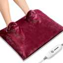 Electric Heated Foot Warmer Soft Flannel Foot Heater with 2h Auto Off & 3 Heat Levels Full Body Use Heating Pad for Feet, Abdomen, Cramps, Pain Relief Pocket Design 16" x 22", Red