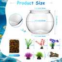 1 Gallon Plastic Betta Fish Bowl with 6 Pcs Artificial Plastic Plants and 500g Decorative Gravel, Betta Fish Tank and Decoration Accessories Small Large Bowl Ornaments Starter Kit