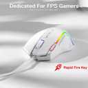 Redragon M612 Predator RGB Gaming Mouse, 8000 DPI Wired Optical Mouse with 11 Programmable Buttons & 5 Backlit Modes, Software Supports DIY Keybinds Rapid Fire Button, White