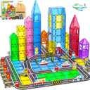 106Pcs Christmas Magnetic Tiles, Magnetic Building Blocks, Preschool Montessori Toys Gift for 3+ Year Old Boys and Girls, Sensory Toys for Kids Aged 3-5 and 4-8, Ideas for Toddler with Autism