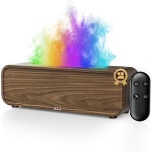 TMEHM Sound Reactive Flame Air Diffuser Humidifier,7 Colors Aromatherapy Essential Oil Diffuser,Ultrasonic Aroma Humidifier with Timer for Home,Bedroom,Office,Yoga (Wood Grain Finish)