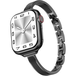 Mosonio Slim Bracelet Bands for Apple Watch Women, Elegant Designer Dressy Metal Band with Embedded Silicone Accents for iWatch, Easy-Adjust Link Strap Compatible with Apple Watch Series 11/10 (42mm), Series 9/8/7 (41mm), Series 6/5/4/SE (40mm), Series 3/2/1 (38mm) - Black + Black