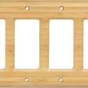 Quad Toggle Switch Cover Solid Bamboo Wood Cover Plate Natural Grain Light Switch Cover
