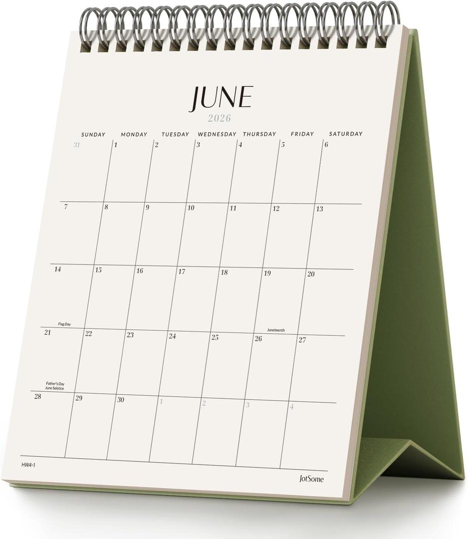 Jotsome Desk Calendar 2026-2027, Small Standing Flip Desktop Calendar From Now to June 2027 for Home and Office, Easy Organizing (Green, Small)