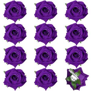 12 Pack Rose Hair Clip Flower 2.8'' Hairpin Floral Brooch Floral Hairclips Mexican Flowers Hairpin Party Supplies for Women Rose Hair Accessories Wedding Pack(Dark Purple)