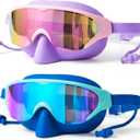 Zoomsnail Kids Swim Goggles with Nose Cover, Leakproof Anti-fog UV Lens Toddlers Swimming Goggles for Kids 3-15 Boys & Girls