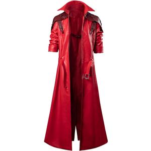 CosFantasy Game Cosplay Long Jacket Coat Costume Mens Pu Leather Coat Red Jackets for Halloween (Small)