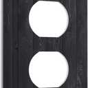 Decorative Outlet Covers Vintage Black Wood Plank Wooden Board 1 Gang Duplex Light Switch Cover Plate Unique Wall Plate Electrical Switch Plate Covers for Farmhouse Bedroom Decor