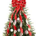 Red Christmas Tree Topper Bows 13 x 53 Large Red and Gold Velvet Christmas Decorative Bows with Long Streamers for Wreaths Door Staircase Ornaments Holiday Crafts Home Decor