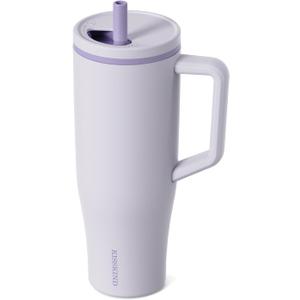 KISSKIND 40 oz Tumbler with Handle and Straw | 100% Leakproof Insulated Tumbler with Lid and Straw | Stainless Steel Water Bottle | Cup Holder Friendly Base | Lavender (40 oz Leakproof, 3.0 Lavender)