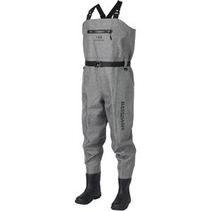 BASSDASH 3D Boot Foot Game Wader Ultra High Strength Black Plaid Nylon PVC Fishing Hunting Chest Waders for Men (XL Long Feet 11-12, Heather Grey)