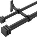 Double Curtain Rods with Aluminum Full Surround Brackets and Cube Box Finials,Matte Black Curtain Rods for Windows 72 to 144 inch,1'' Front and 5/8''Back Adjustable Double Drapery Rods