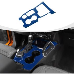 RAZPOY Gear Shift Panel Cover Center Console Cup Holder Trim Compatible with Ford Bronco 2021-2024 Interior Accessories, Blue (Not for Sport, Not for 2025 Bronco)