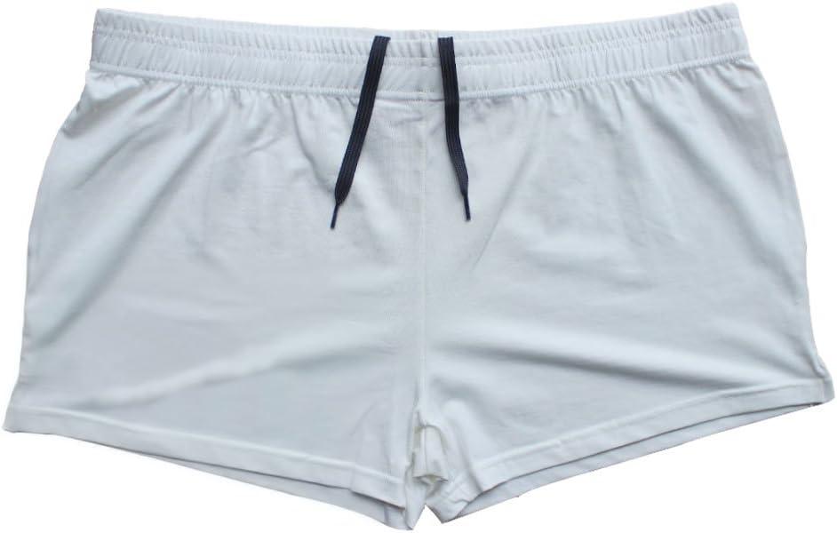 JEEING GEAR Men's Bodybuilding Gym Workout Fitness Shorts 3" Inseam inch Cotton Without Pocket (Medium, White)