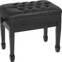 Adjustable Height Piano Bench with Storage, Heavy Duty Wooden Piano Stool Keyboard Bench with PU Leather Cushion, Black