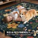 Washable Area Rugs, Floral Rug, Large Carpet for Living Room Bedroom,8'x 10',Blue