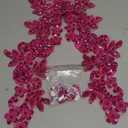 Handmade Rhinestones lace Applique Hand Sewing Beads Trim Patches Accessories for Dress Neckline (Rose red)