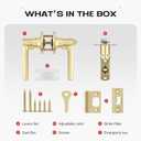 5 Pcs Gold Door Handles Interior in Satin Brass Finish, Bedroom Bathroom Privacy Door Levers Interior Gold Locksets Keyless, Reversible for Right & Left Sided Doors