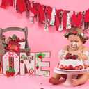 Strawberry 1st Birthday One Letter Sign - Wood One Letter Table Centerpiece for Strawberry 1st Birthday, Sweet One Birthday Party Decorations, Berry Sweet First Birthday Decor