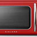 Galanz GLCMKZ11RDR10 Retro Countertop Microwave Oven with Auto Cook & Reheat, Defrost, Quick Start Functions, Easy Clean with Glass Turntable, Pull Handle, 1.1 cu ft, Red