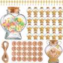 Mimorou 24 Set Honeymoon Sand Keepsake Jars 2. 7 oz Heart Glass Jars Wish Bottles with Lid and Key DIY Crafts for Magical Wedding Decor, Bridal Shower, Baby Shower