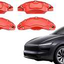 Red Brake Caliper Covers Compatible with Tesla Model Y Juniper 2025 2026 Wheel Front and Rear Brake Caliper Covers 4 Pcs Model Y Juniper Accessorie
