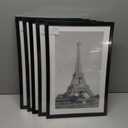 upsimples 11x17 Picture Frame Set of 5, Display Pictures 9x15 with Mat or 11 x 17 Without, Wall Gallery Poster Frames, Black