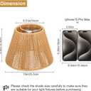Small Rattan Lamp Shades Set of 2, Boho Lamp Shades for Table Lamps, 5.5" Top x 10" Bottom x 6.6" High, Wicker Lampshade Replacement for Bedroom, Hand Woven, Spider, Bulb Clip Adapters Included