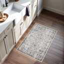 RUUGME Washable Area Rug 2x3 - Vintage Kitchen Rugs Stain Resistant Rugs for Living Room Bedroom Laundry Room Mat Distressed Rug Hallway Floor Carpet Runner for Bathroom 2'x3' Grey/Brown/Blue