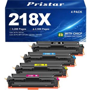 218X Toner Cartridges 4 Pack Compatible for HP 218X HP218X W2180X with Chip Work for HP Color Laser Jet Pro 3201dw MFP 3301fdw 3301sdw 3301cdw 3301 3201 (Black Cyan Magenta Yellow)