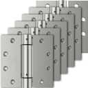 6 Pack Self Closing Door Hinges, 4.5" x 4.5" Spring Loaded Hinges with Square Corners, Adjustable Tension for Garage, Front Door, Back Door, for Left and Right Hand Door, UL Listed