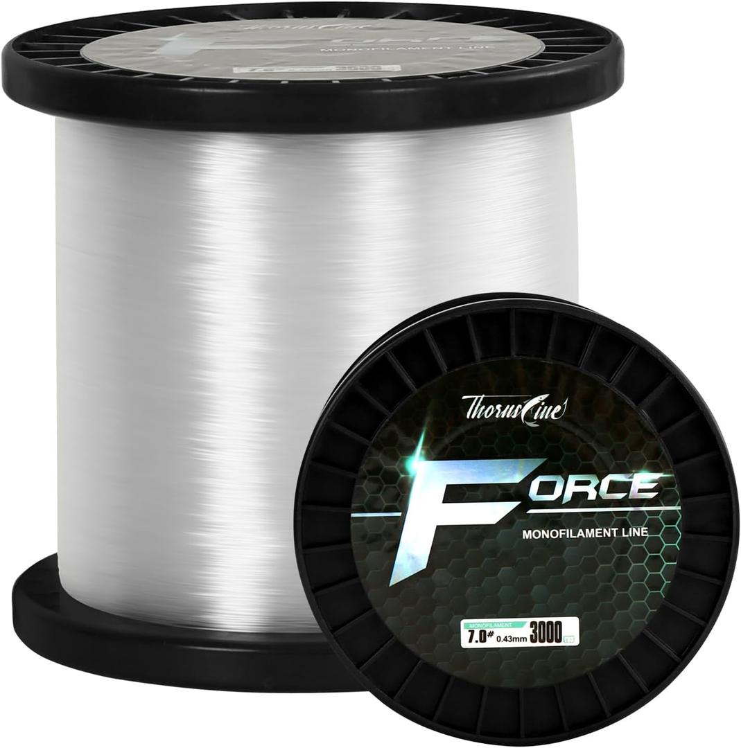 Force Monofilament Fishing Line, Heavy Duty Strong Mono Fishing Wire, Clear Nylon Leader Line (0.38mm/20lb/300yd)