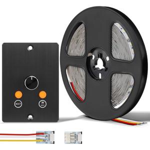 3CCT Flexible 16.4ft LED Strip Light with 12V CCT Switchable Dimmer Kit for Camper Vans, Trucks & Trailers Indoor. CCT Changeable(3000K/4500K/6000K) & Brightness Control DC12V, 10A