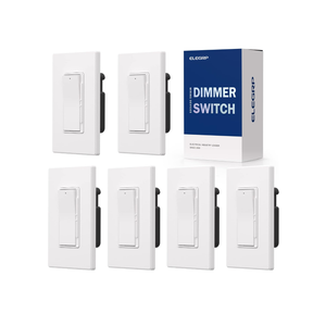 ELEGRP Digital Dimmer Light Switch for 300W Dimmable LED/CFL Lights and 600W Incandescent/Halogen, Single Pole/3-Way LED Slide Dimmer, Wall Plate Included, UL Listed, 6 Pack, Matte White